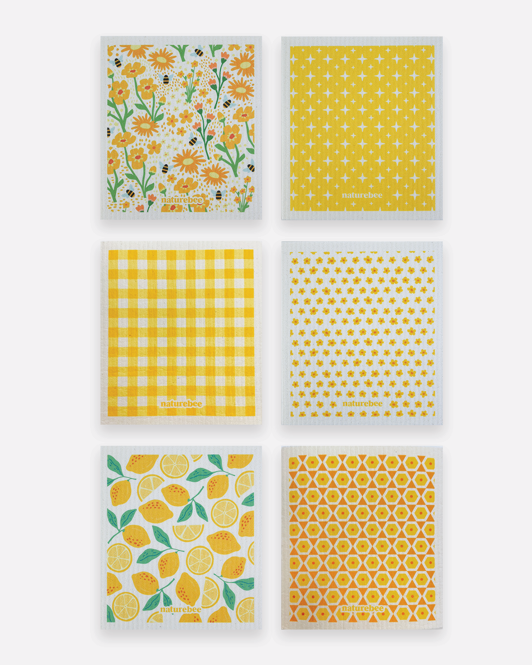 Yellow Sponge Cloth 6 pack | Nature Bee