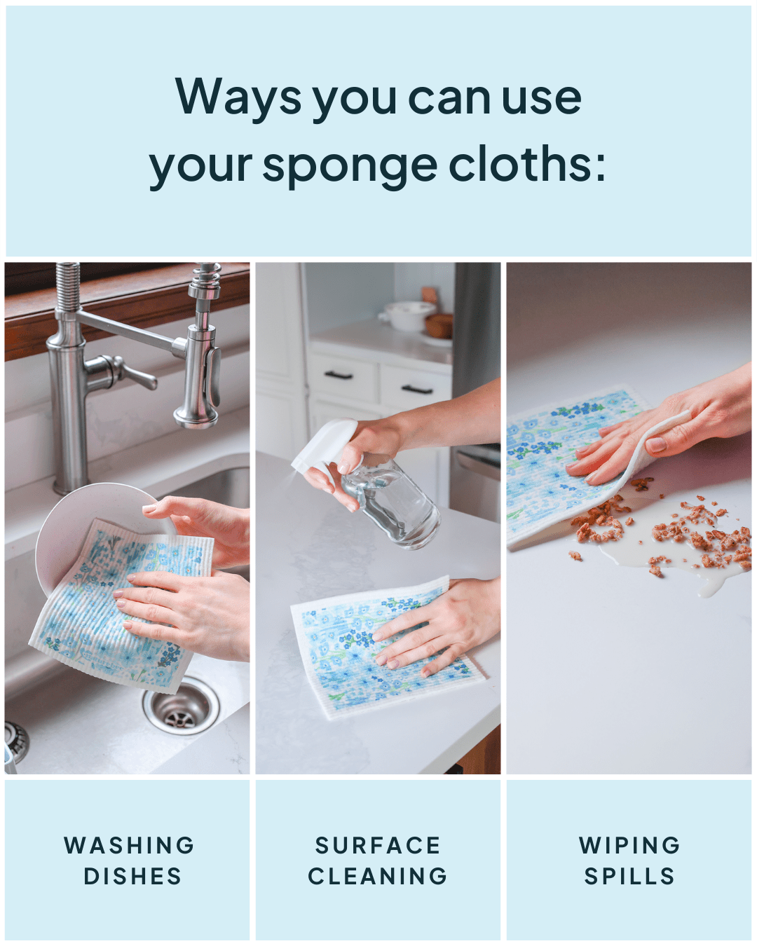 Blue Floral Swedish Dishcloth - NATURE BEE