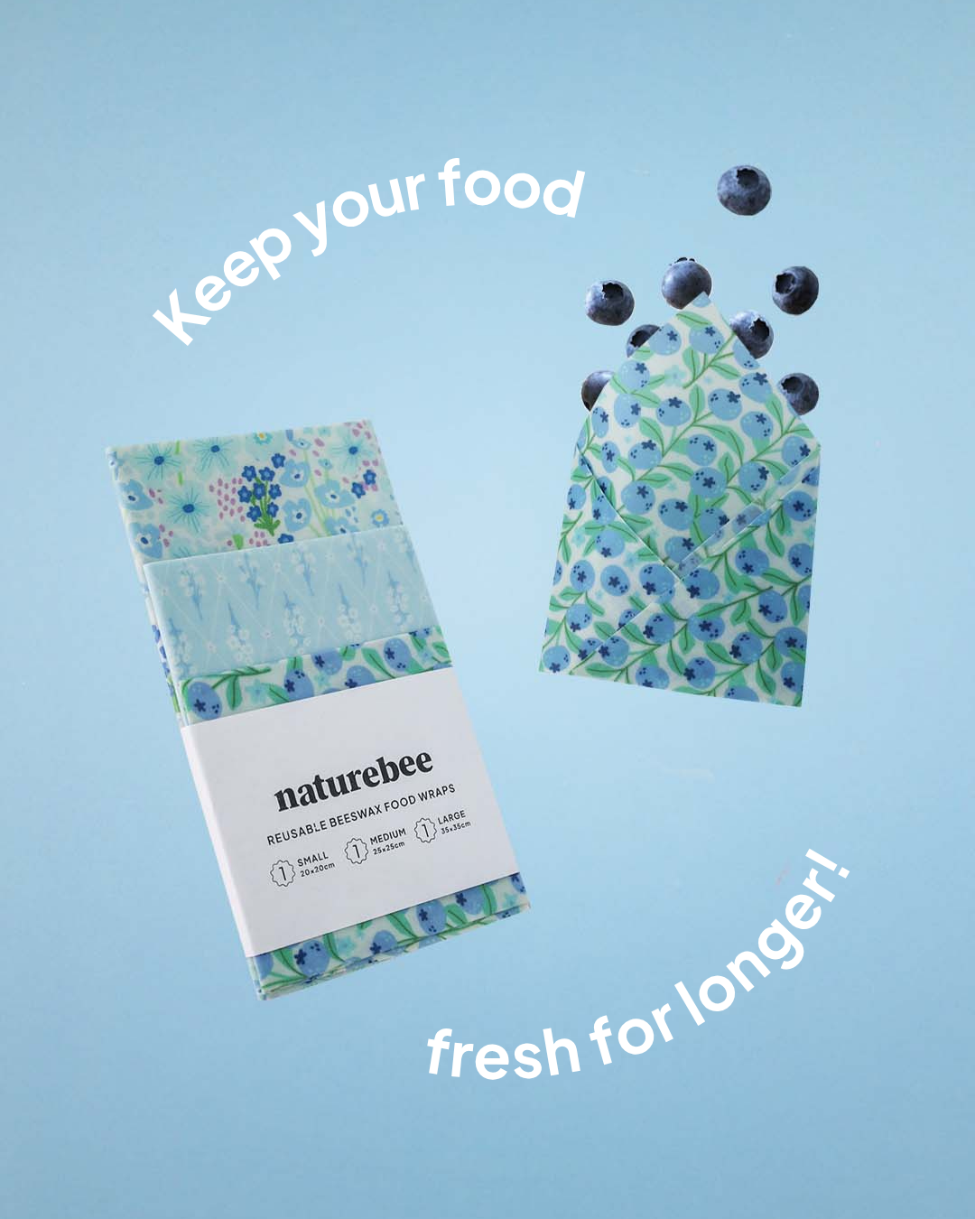 Beeswax Wrap Variety Set - Blue | Made in Canada | Nature Bee