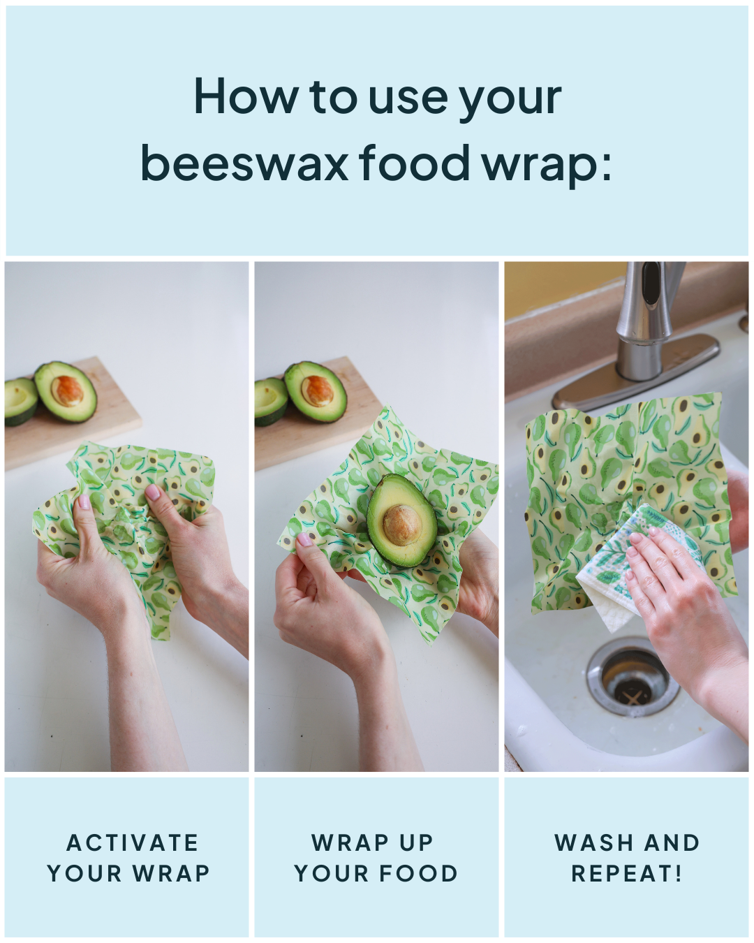 Beeswax Wrap Variety Set - Green | Made in Canada | Nature Bee