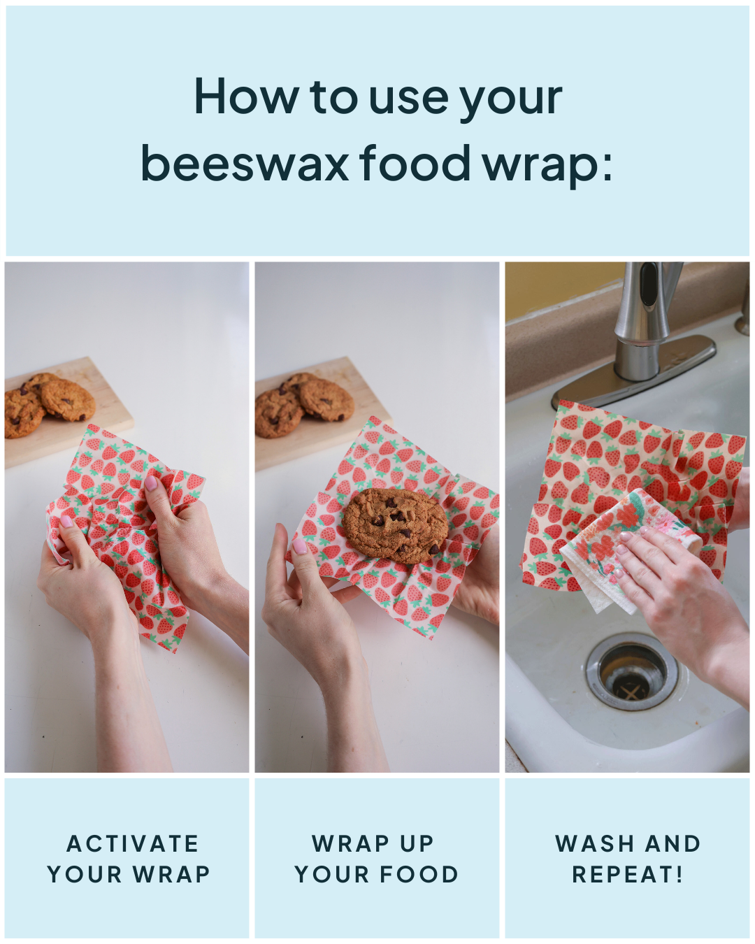 Beeswax Wrap Variety Set - Pink | Made in Canada | Nature Bee