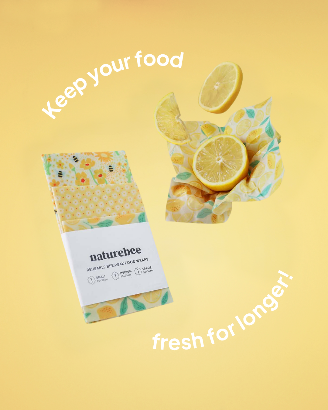 Beeswax Wrap Variety Set - Yellow | Made in Canada | Nature Bee