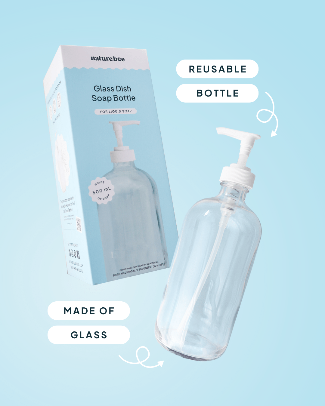 Glass Dish Soap Bottle - NATURE BEE