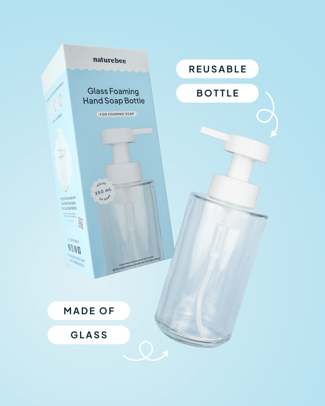 Glass Foaming Hand Soap Bottle - NATURE BEE