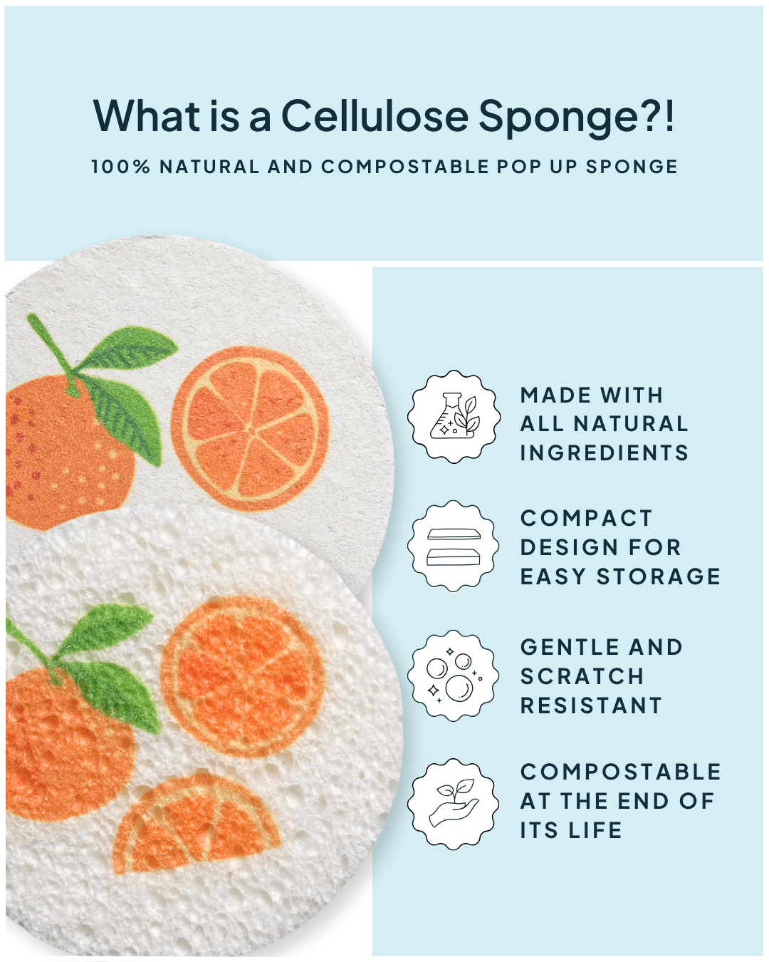 Cellulose Sponge Orange Print - NATURE BEE