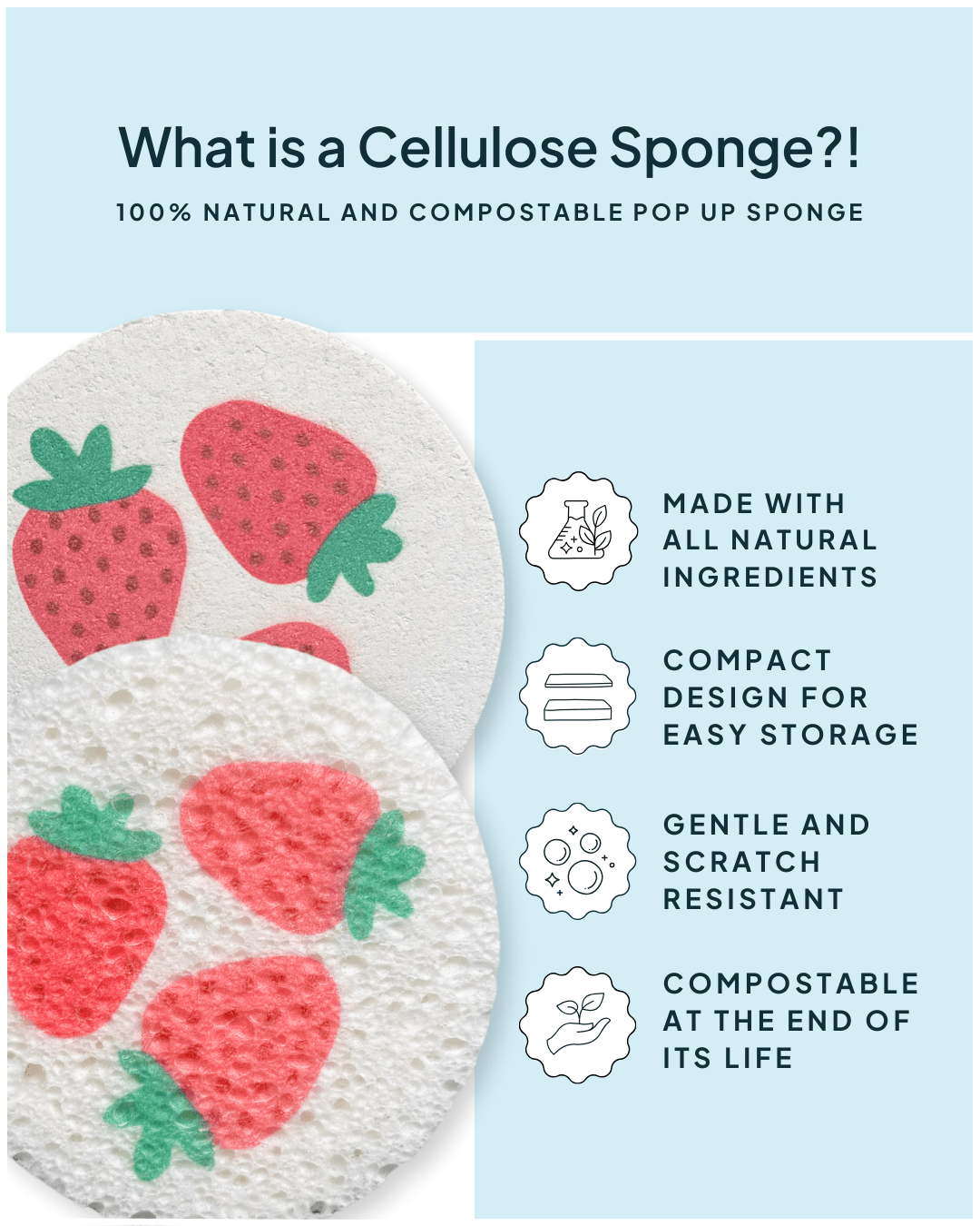 Cellulose Sponge Strawberry Print - NATURE BEE