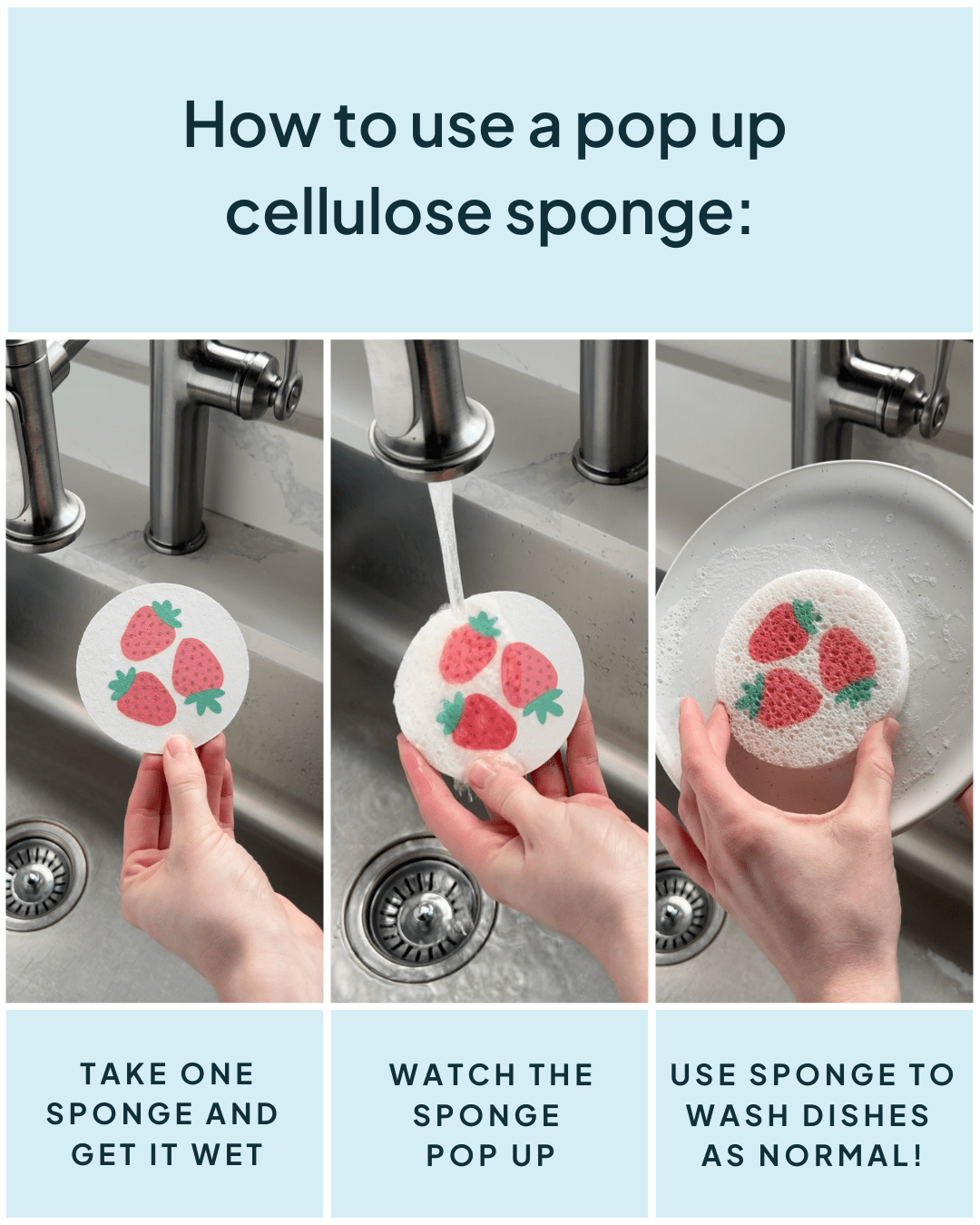 Cellulose Sponge Strawberry Print - NATURE BEE