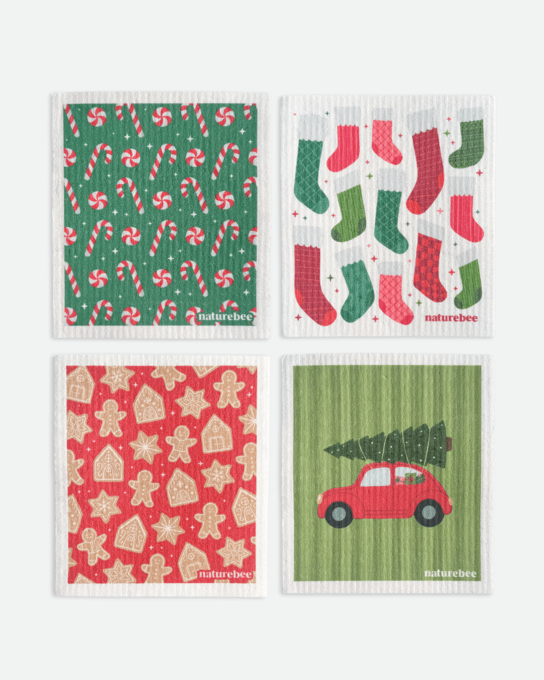 Holiday Swedish Dishcloth 4-pack