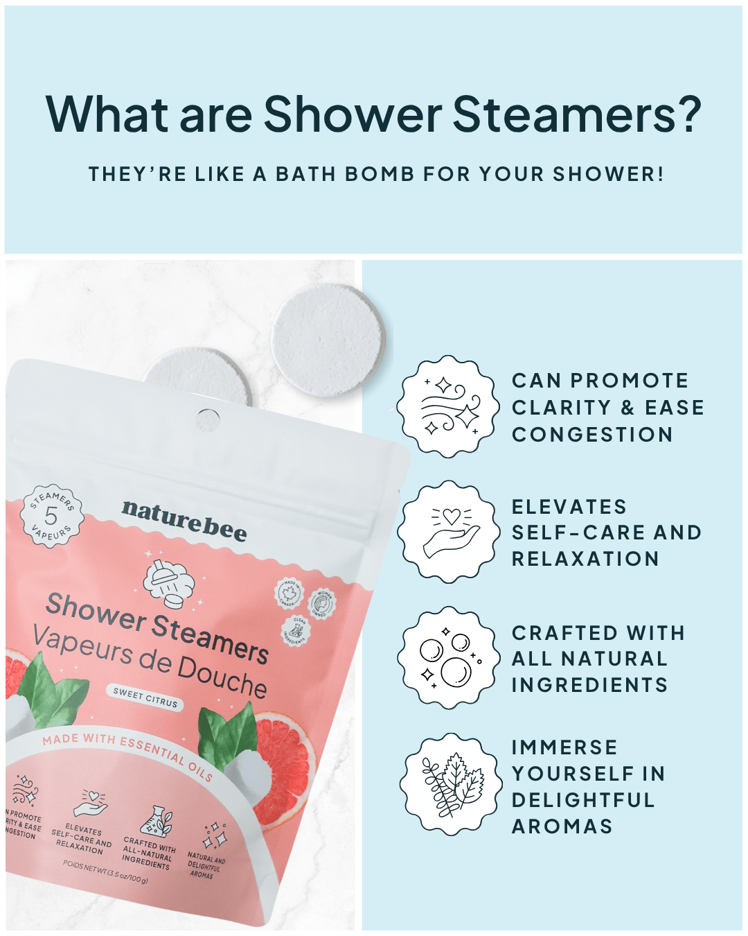 Sweet Citrus Shower Steamers - NATURE BEE