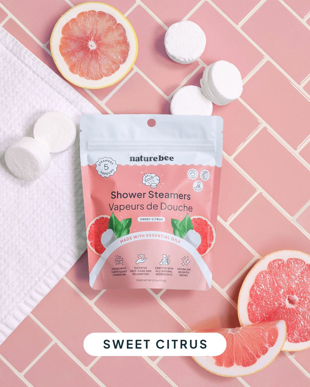 Sweet Citrus Shower Steamers - NATURE BEE