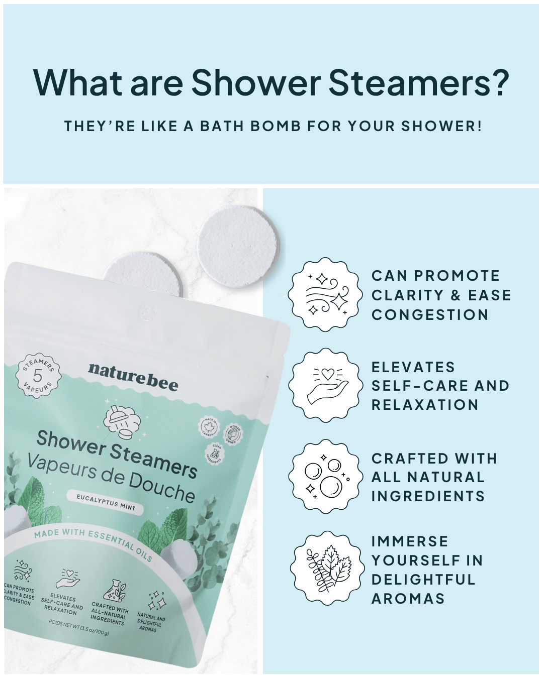 Eucalyptus Mint Shower Steamers - NATURE BEE
