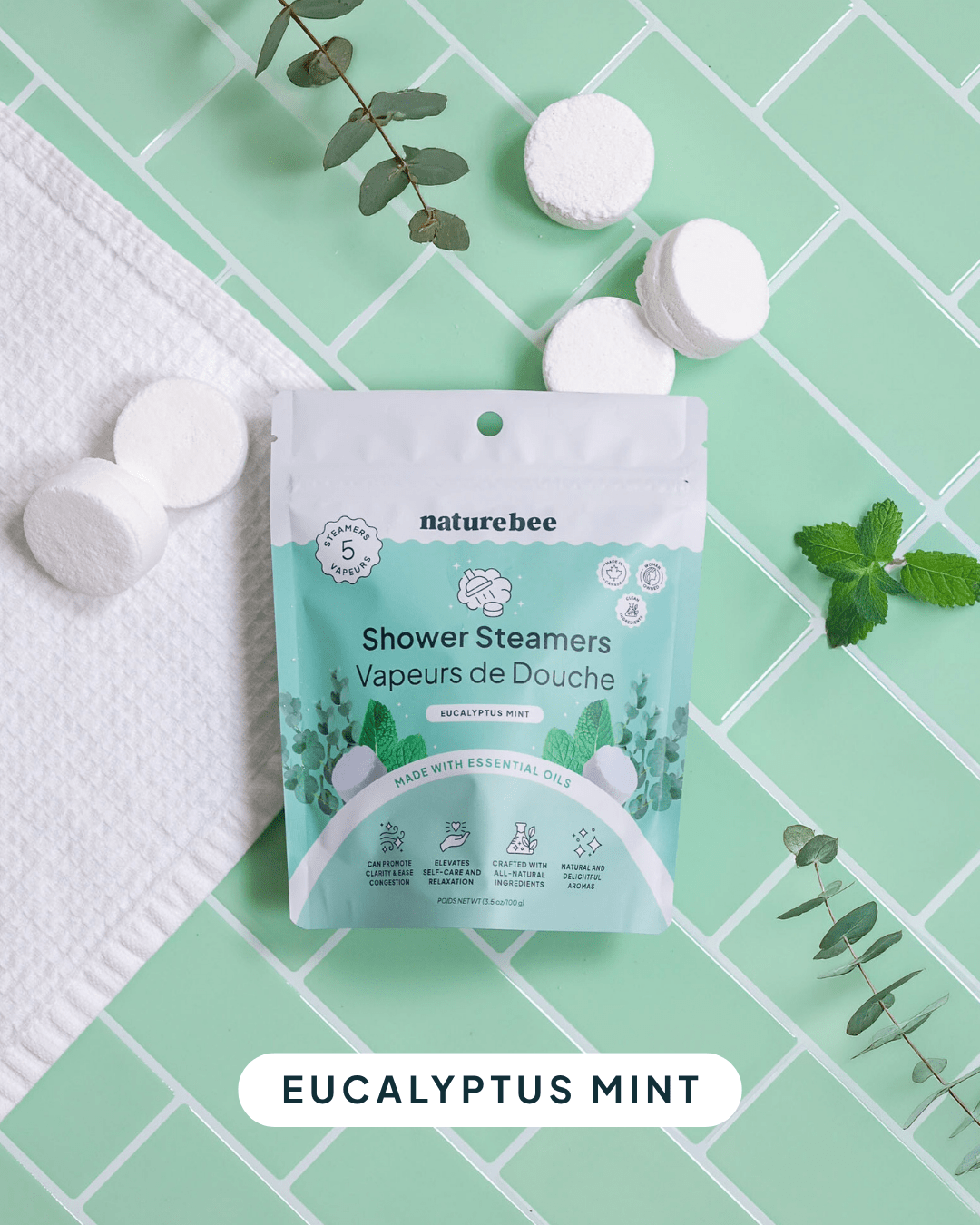 Eucalyptus Mint Shower Steamers - NATURE BEE