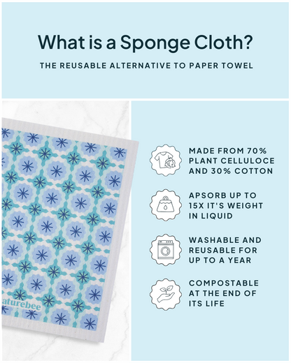 Blue Sponge Cloth 6 pack | Nature Bee