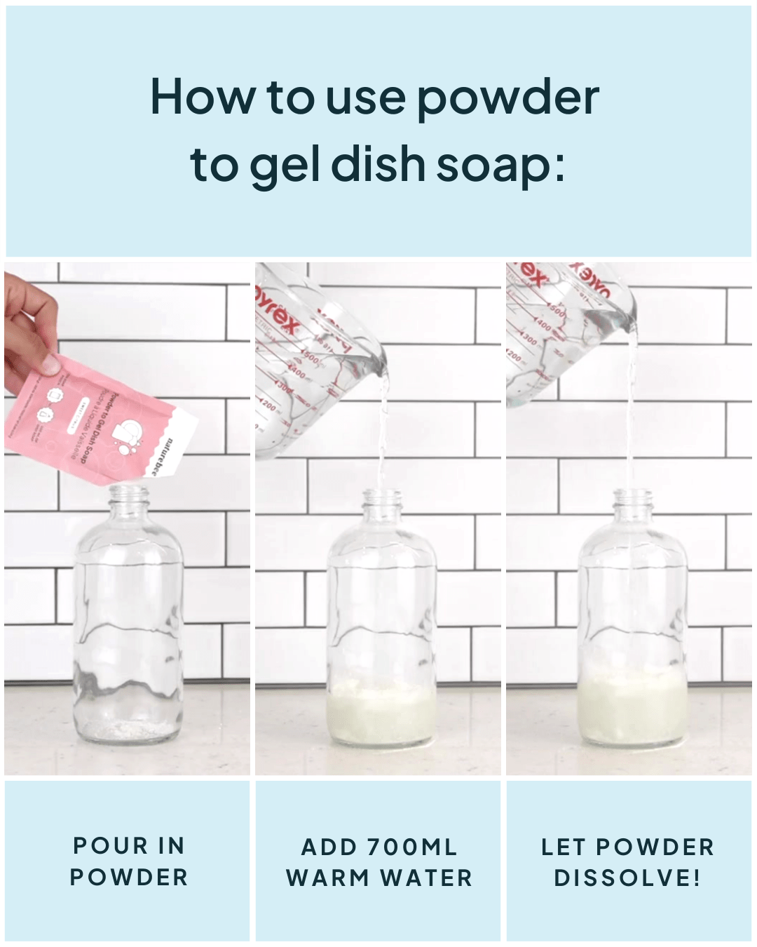 Eucalyptus Mint Dish Soap Refills - Powder to Gel - NATURE BEE