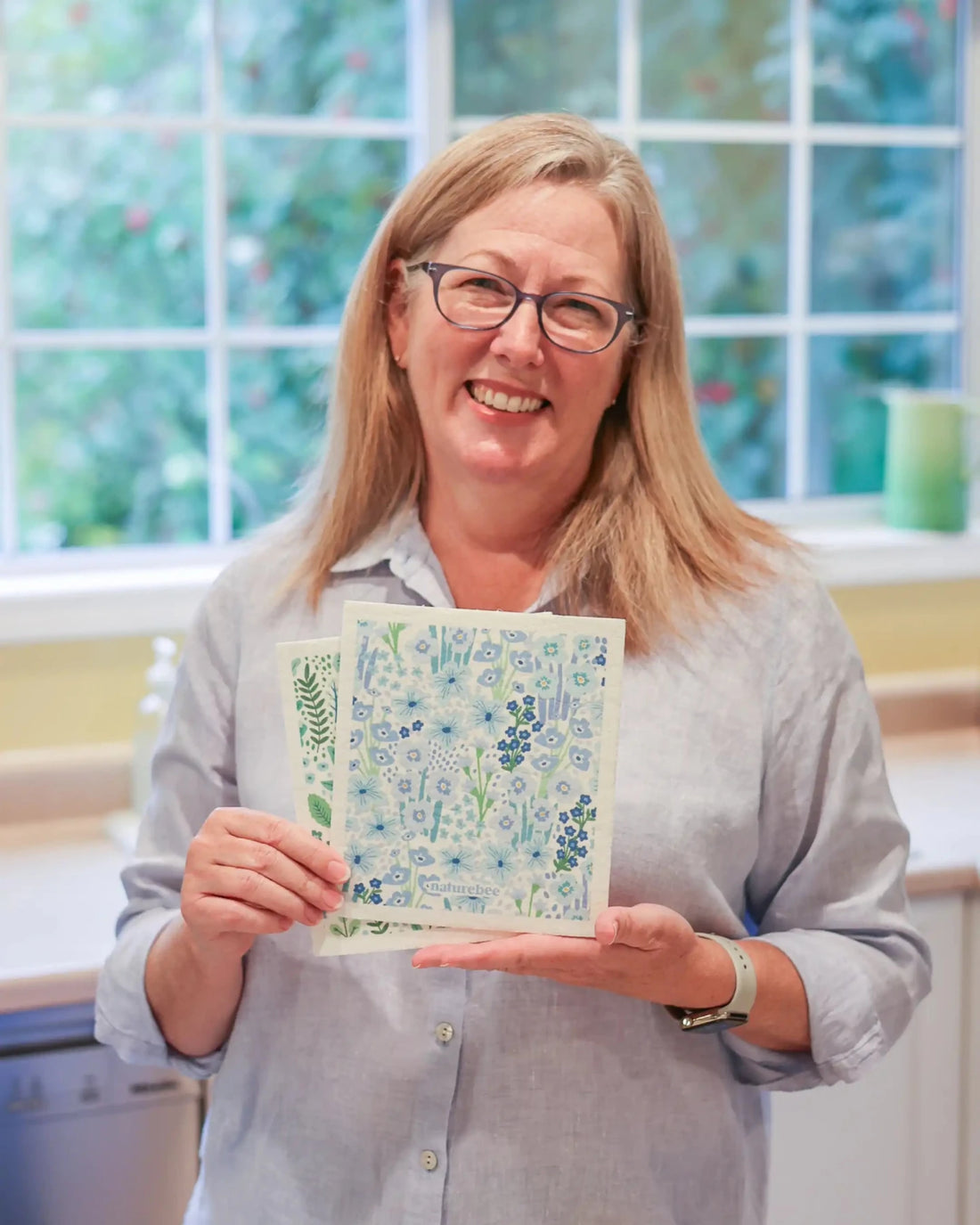 Blue Floral Swedish Dishcloth - NATURE BEE
