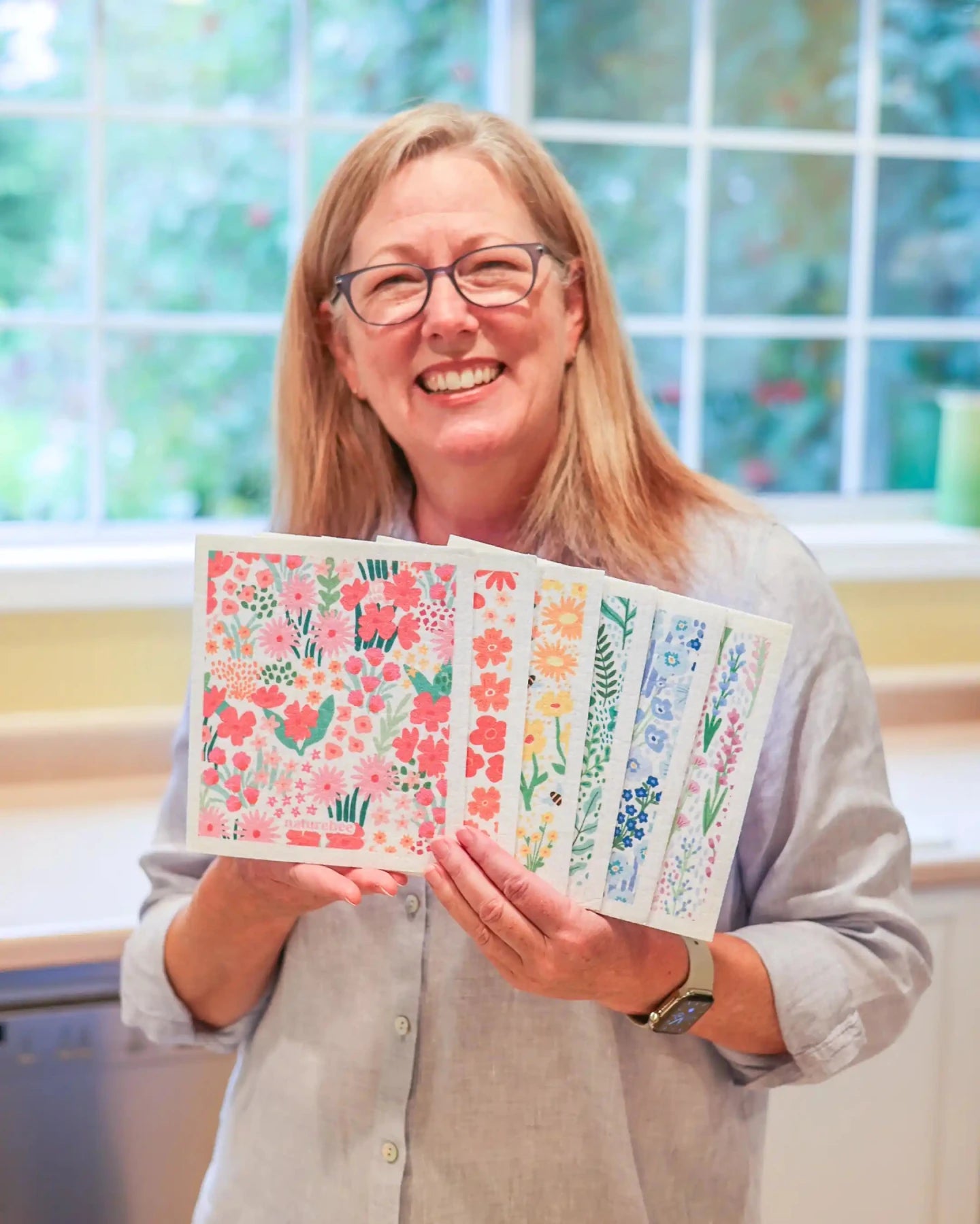 Floral Swedish Dishcloth 6 - pack - NATURE BEE