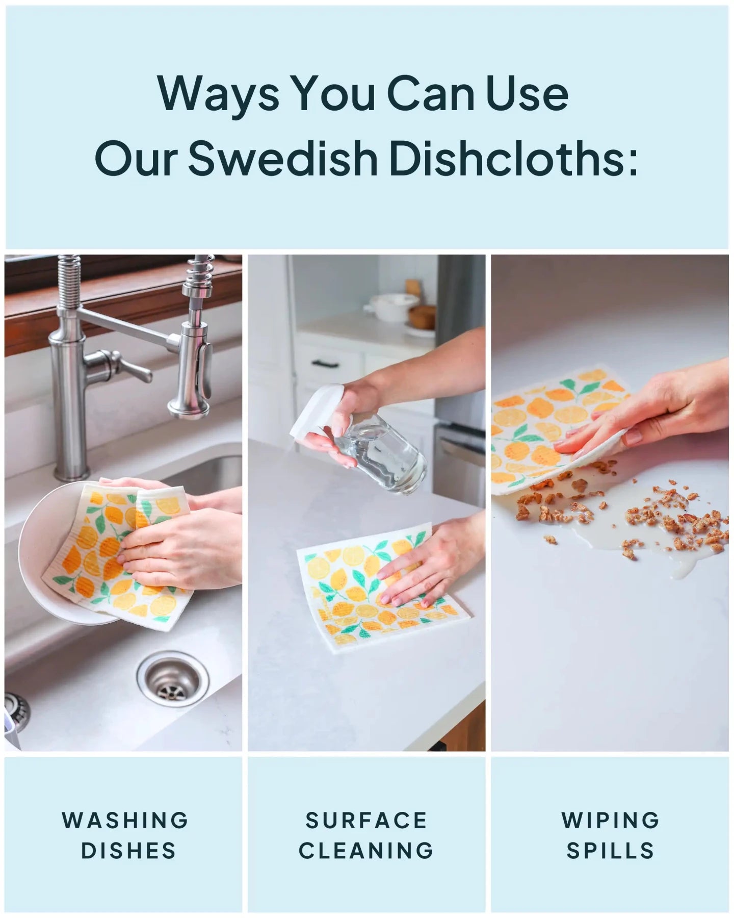 Floral Swedish Dishcloth 6 - pack - NATURE BEE