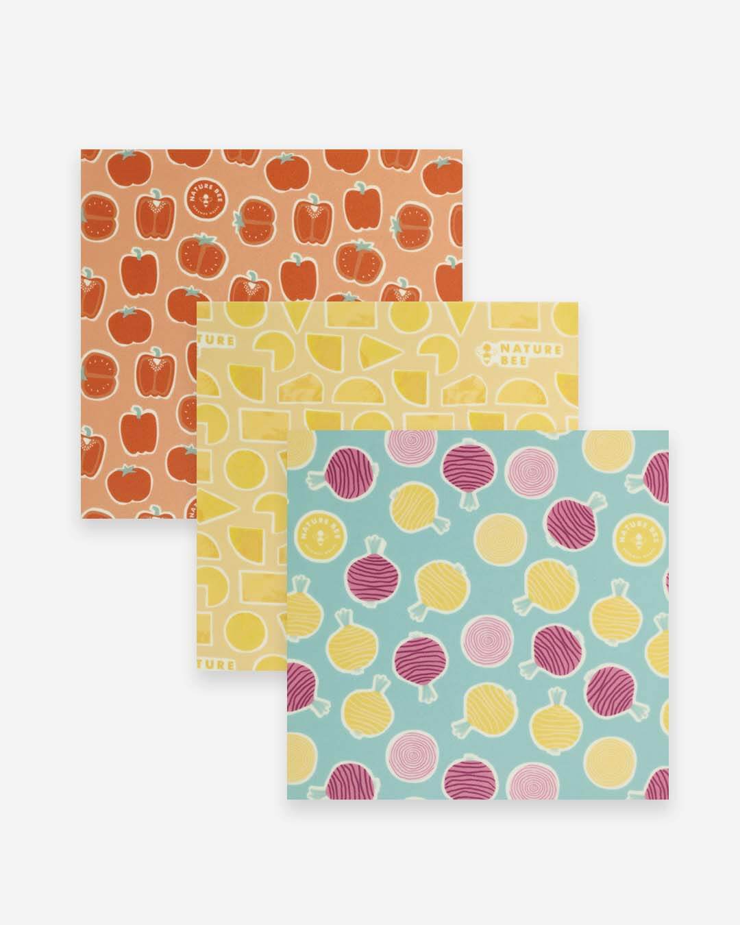 Medium Beeswax Wrap Pack - Veggies & Cheese | Nature Bee