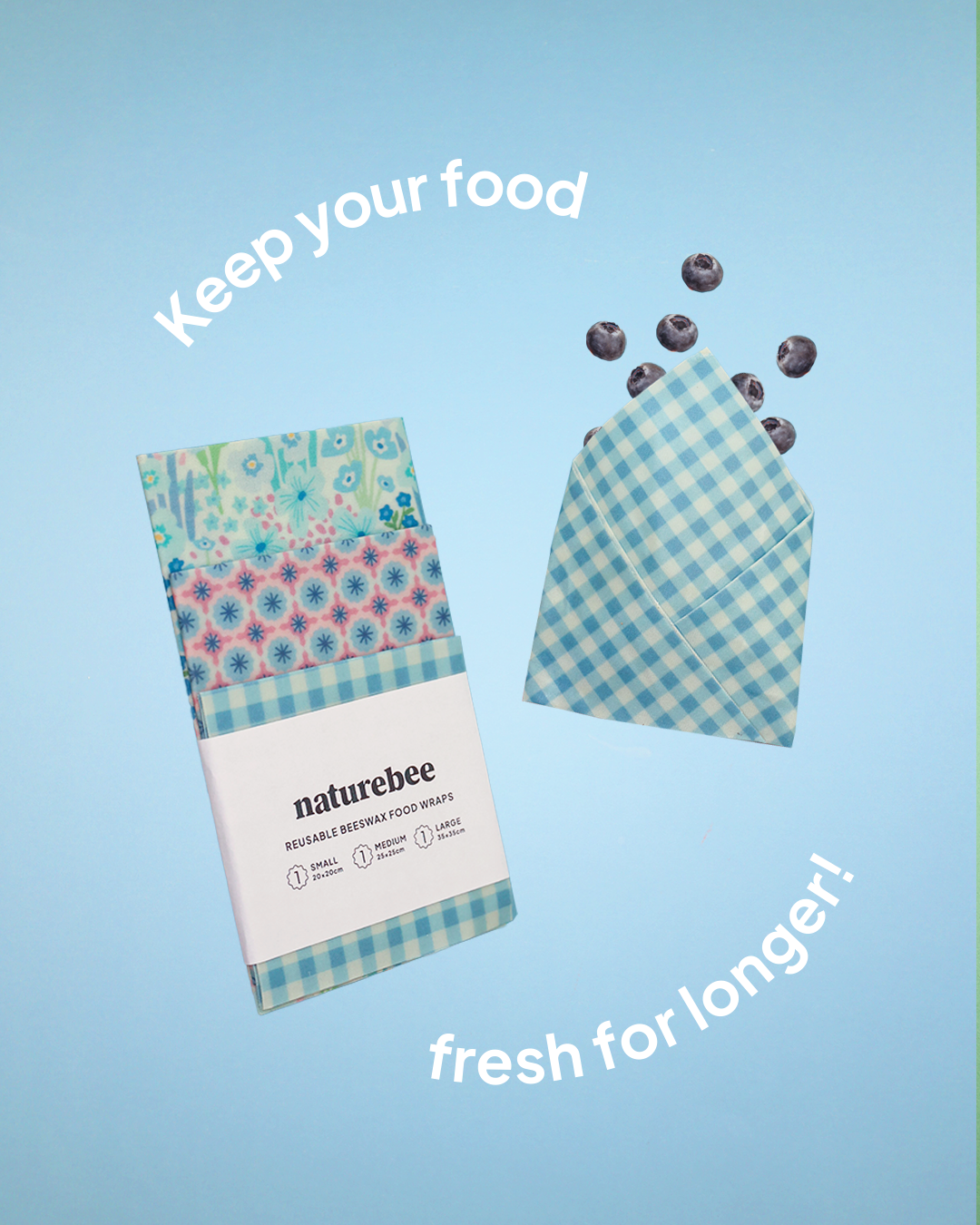 Beeswax Wrap Variety Set - Blue | Made in Canada | Nature Bee