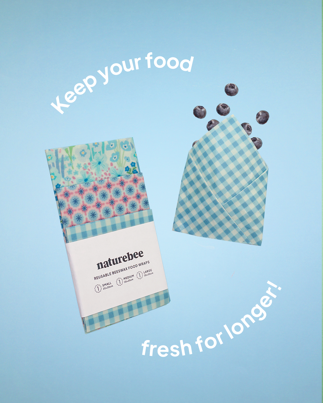 Beeswax Wrap Variety Set - Blue | Nature Bee