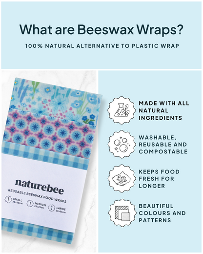 Beeswax Wrap Variety Set 4 Pack Bundle  | Made in Canada |  Nature Bee
