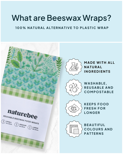 Beeswax Wrap Variety Set - Green | Made in Canada | Nature Bee