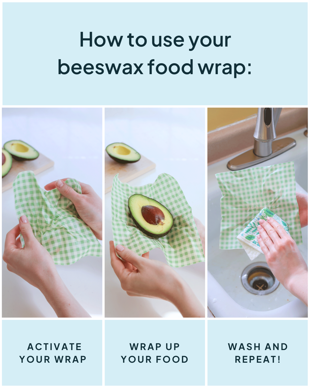 Beeswax Wrap Variety Set - Green | Made in Canada | Nature Bee