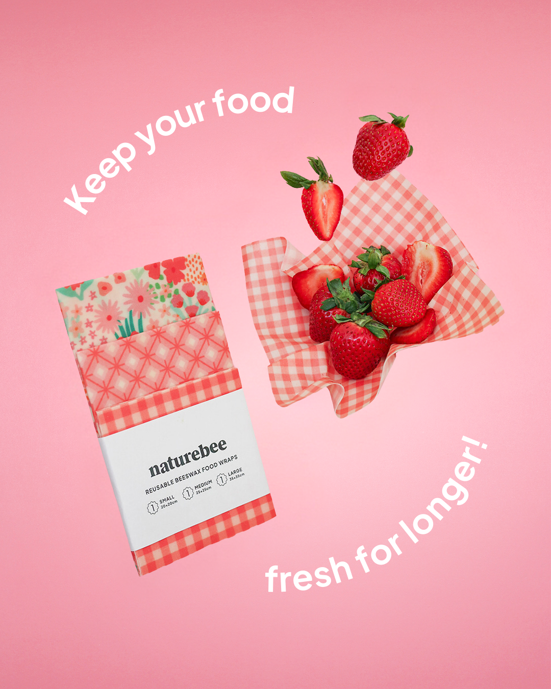 Beeswax Wrap Variety Set - Pink | Made in Canada | Nature Bee