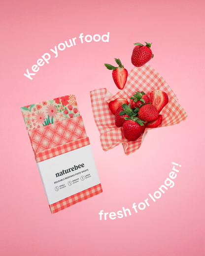 Beeswax Wrap Variety Set - Pink | Made in Canada | Nature Bee