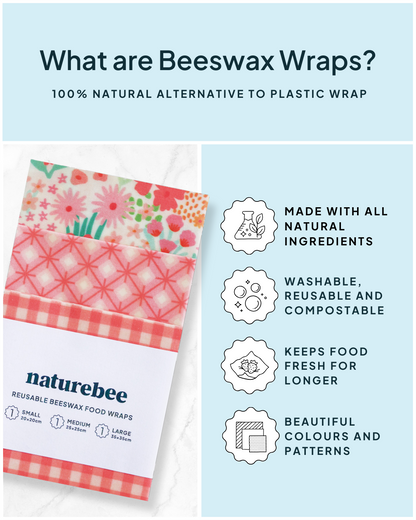 Beeswax Wrap Variety Set - Pink | Made in Canada | Nature Bee