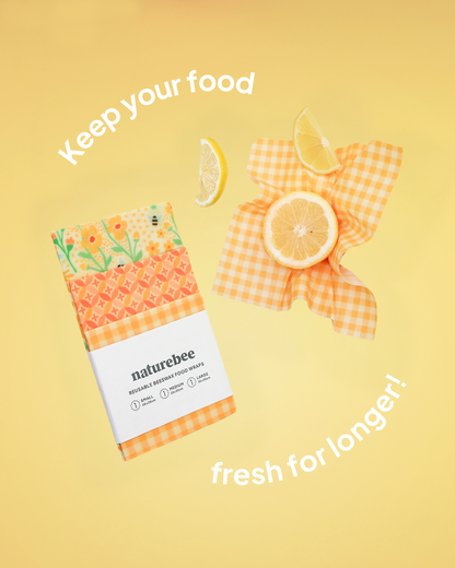 Beeswax Wrap Variety Set - Yellow  | Made in Canada |  Nature Bee