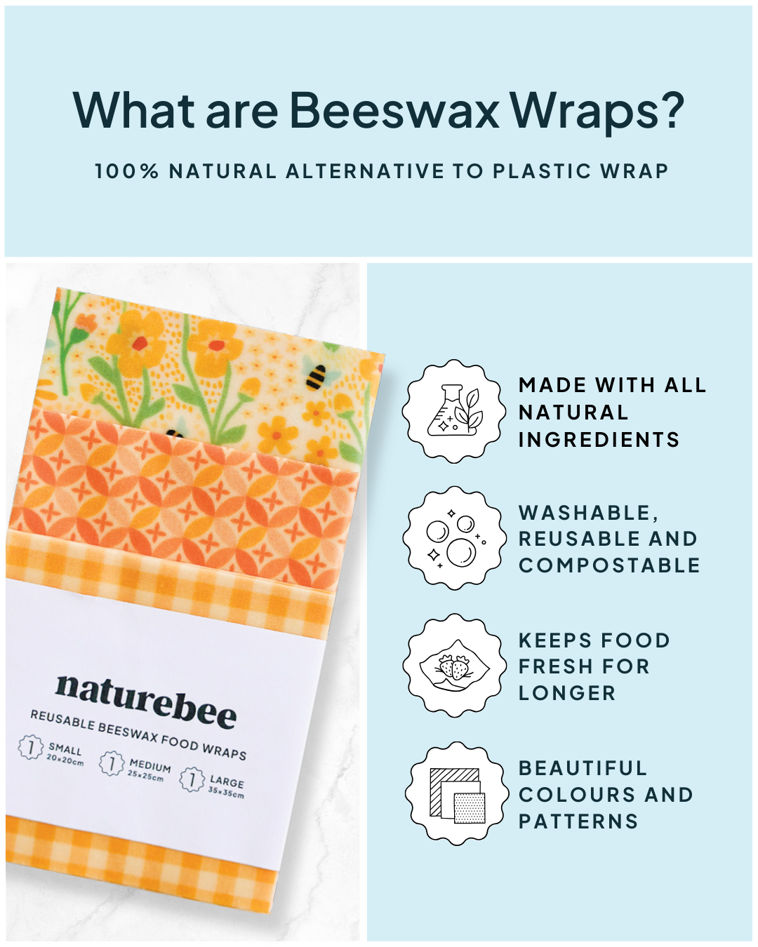 Beeswax Wrap Variety Set - Yellow | Nature Bee