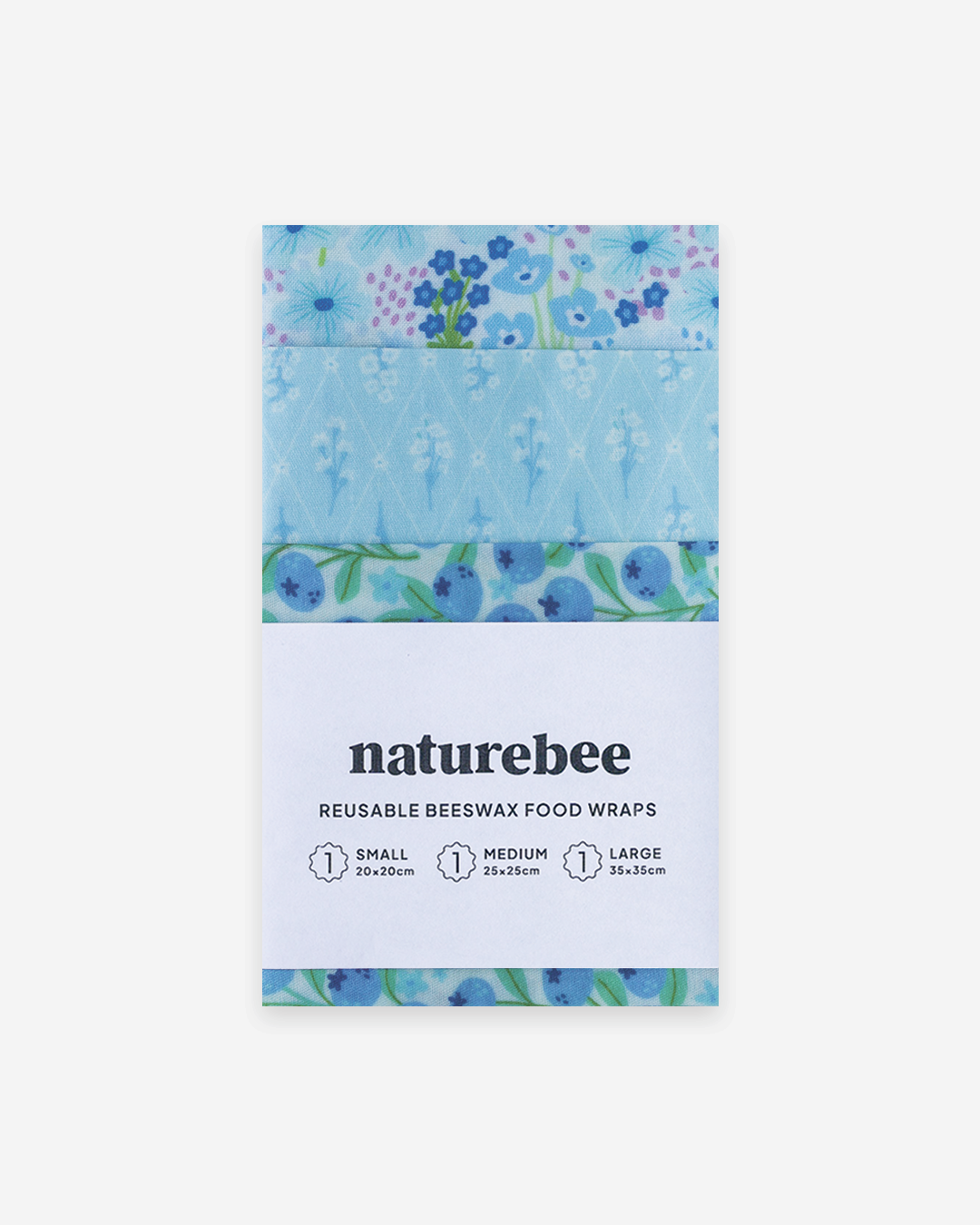 Beeswax Wrap Variety Set - Blue | Made in Canada | Nature Bee