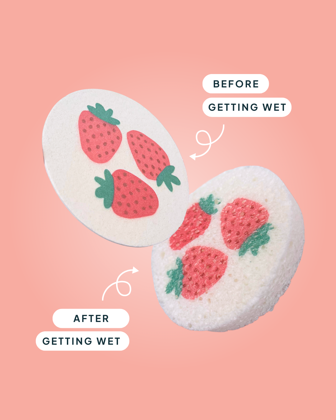 Compressed Cellulose Sponges - Strawberries