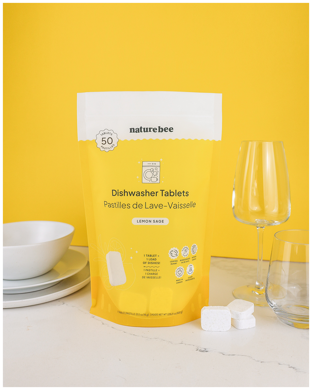 Dishwashing Tablets- BAG of 50  | Made in Canada |  Nature Bee