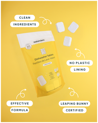Dishwashing Tablets- BAG of 50  | Made in Canada |  Nature Bee