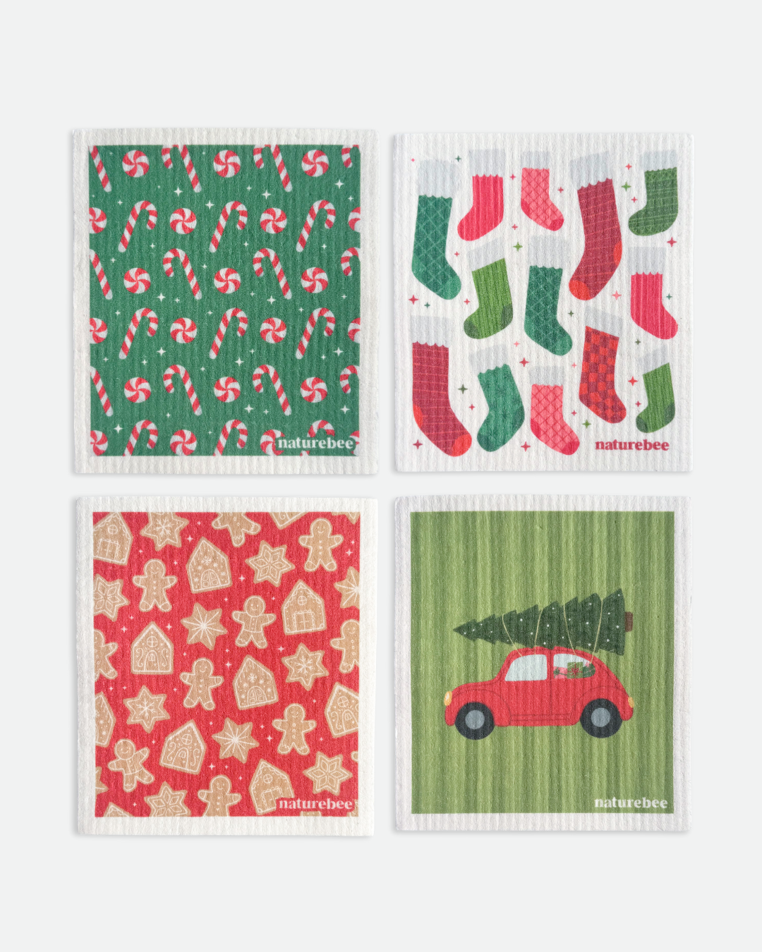 Holiday Swedish Dishcloth 4-pack