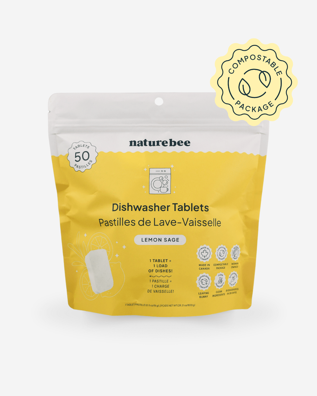 Dishwasher Tablets Lemon Sage 50 - pack - NATURE BEE