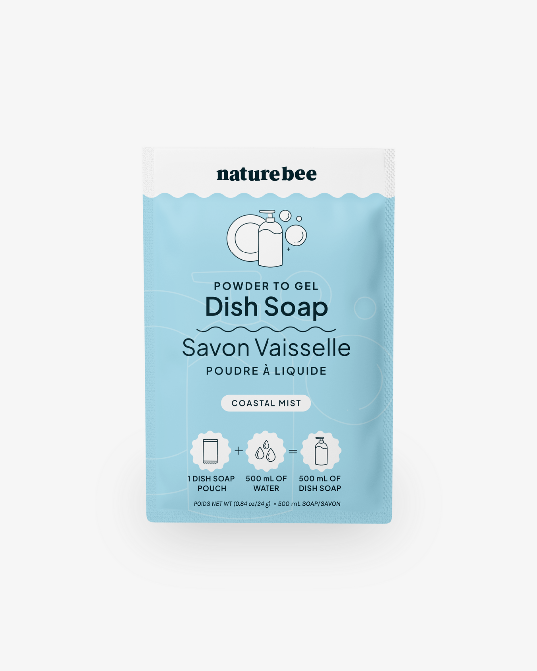 Powder to Gel Kitchen Dish Soap Coastal Mist  | Nature Bee