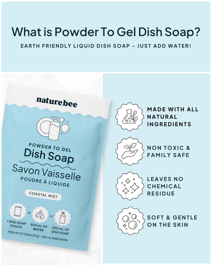 Powder to Gel Kitchen Dish Soap Coastal Mist  | Nature Bee
