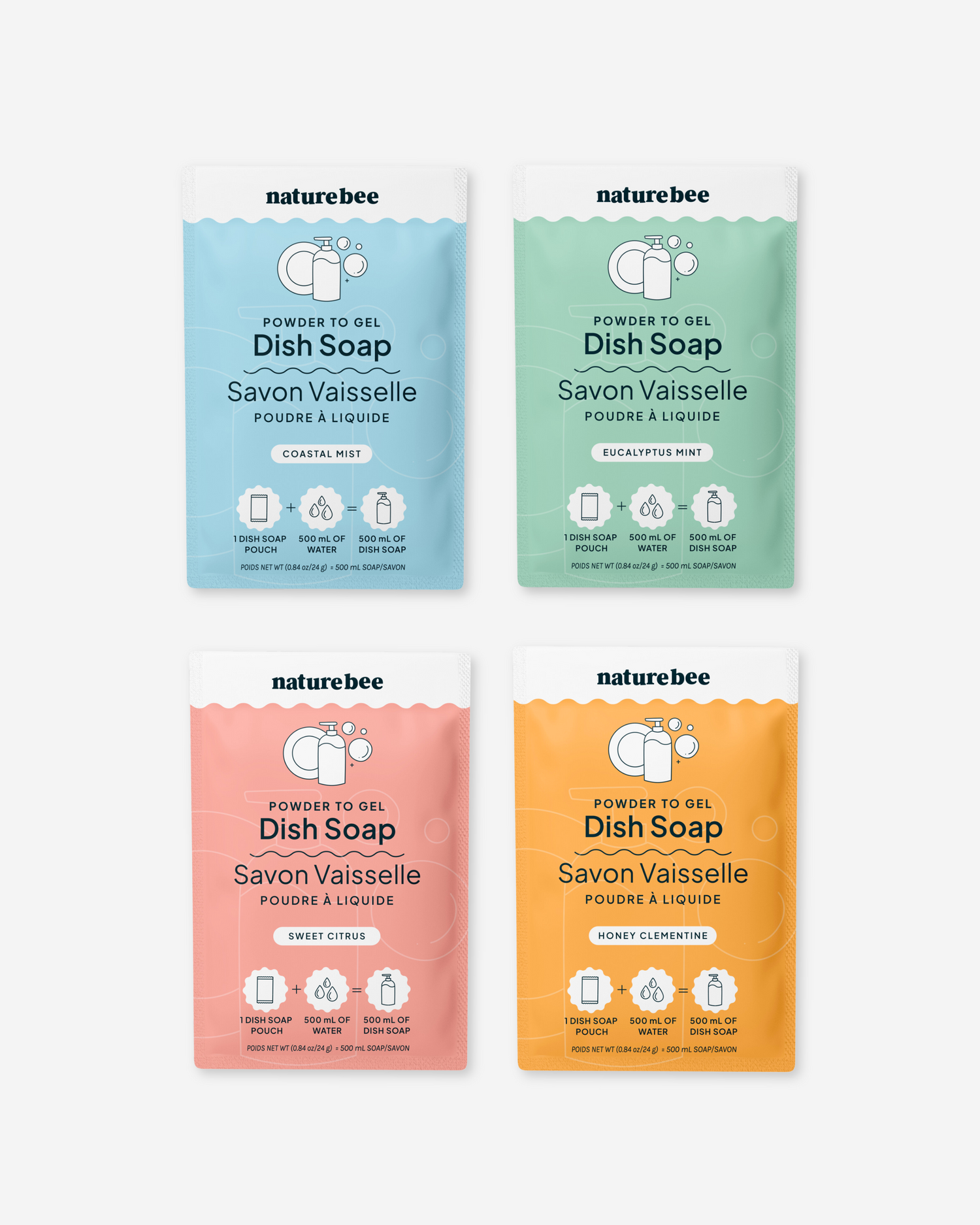 Powder to Gel Kitchen Dish Soap Scent Variety Pack | Nature Bee