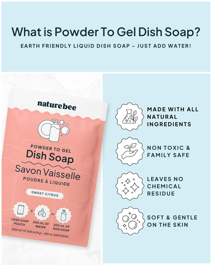 Powder to Gel Kitchen Dish Soap Sweet Citrus  | Nature Bee