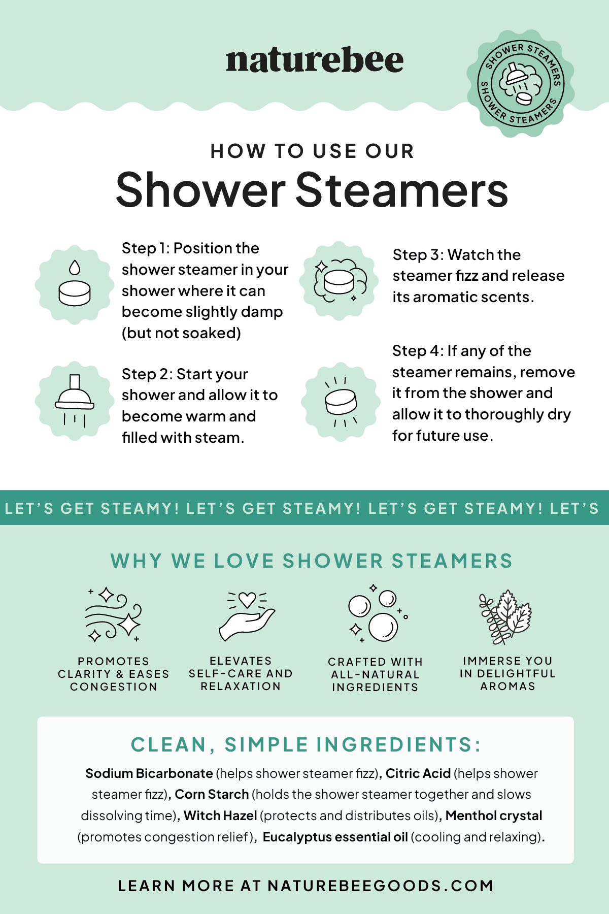 Shower Steamers in Refreshing Mint | Nature Bee