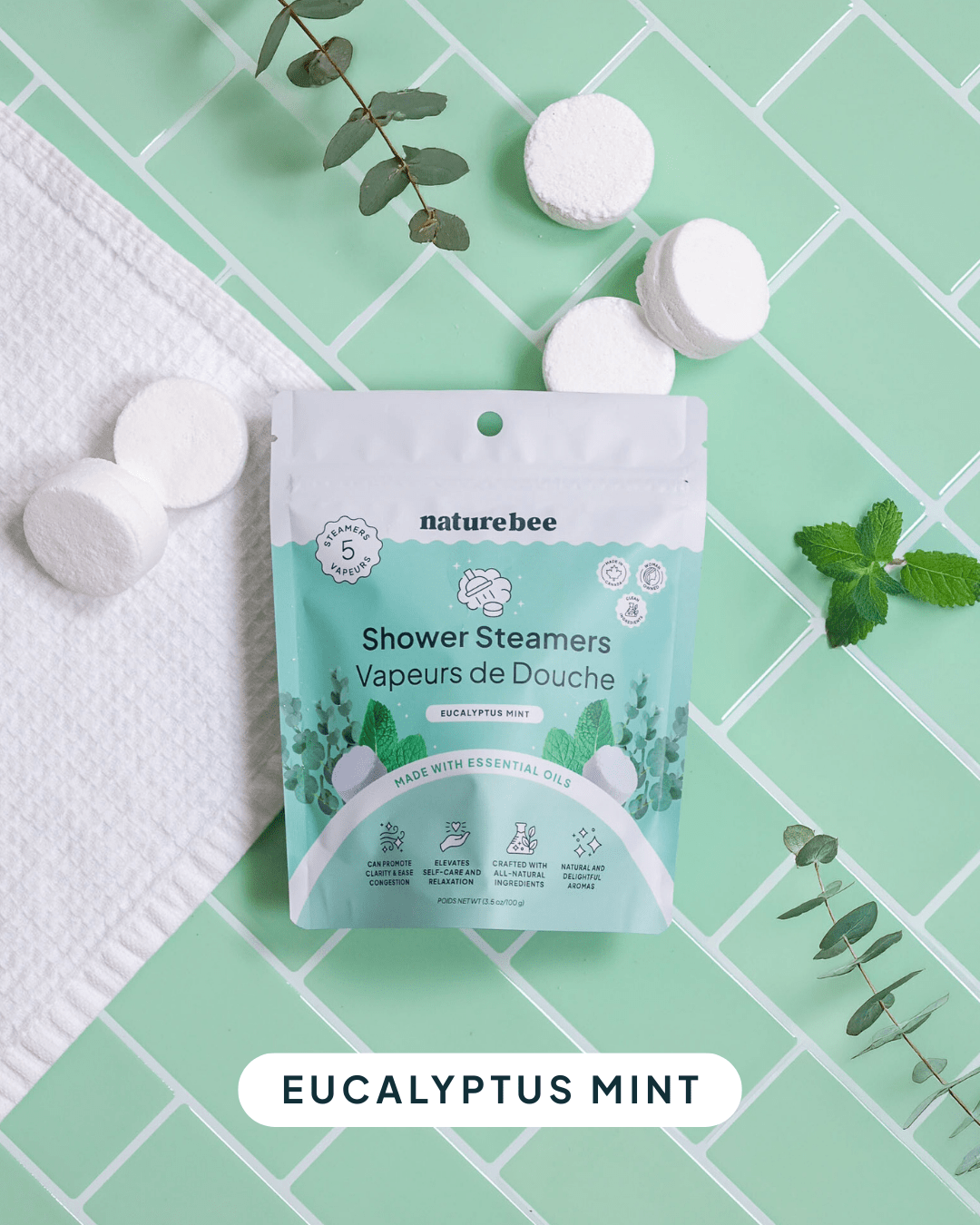 Imperfect Eucalyptus Mint Shower Steamers - NATURE BEE