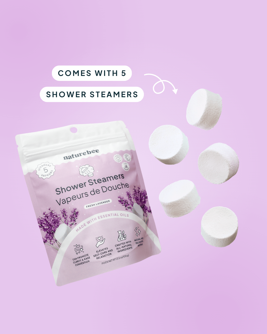 Fresh Lavender Shower Steamers - NATURE BEE