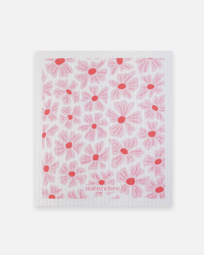 Pink Flower Swedish Dishcloth - NATURE BEE