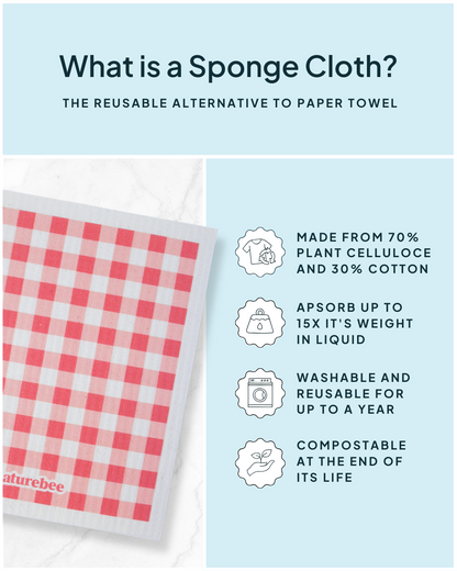 Sponge Cloth Plaid Pink | Nature Bee