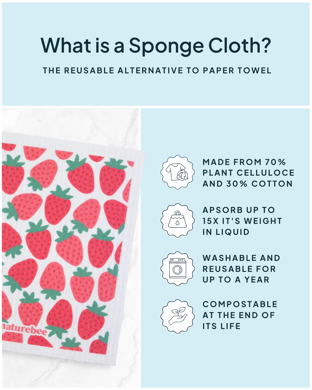 Pink Sponge Cloth 6 pack | Nature Bee