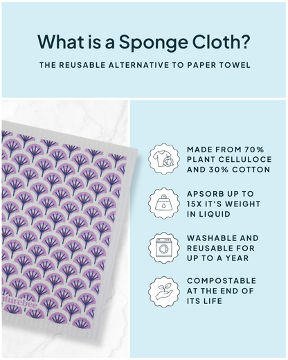 Sponge Cloth Geometric Purple | Nature Bee