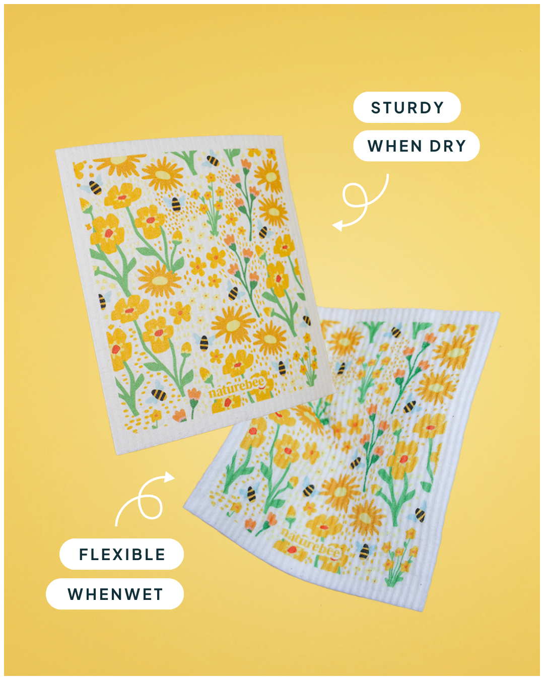 Sponge Cloth Floral Yellow | Nature Bee